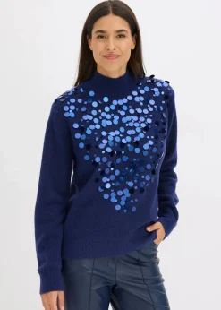 bonprix Bekleidung·Umstandsmode|Bekleidung·Jeans^Pullover mit Pailetten mitternachtsblau