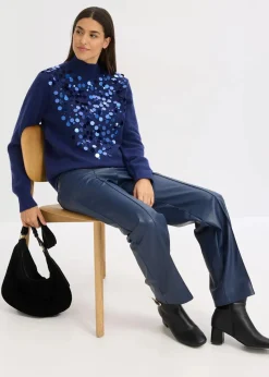 bonprix Bekleidung·Umstandsmode|Bekleidung·Jeans^Pullover mit Pailetten mitternachtsblau