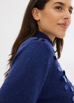 bonprix Bekleidung·Umstandsmode|Bekleidung·Jeans^Pullover mit Pailetten mitternachtsblau