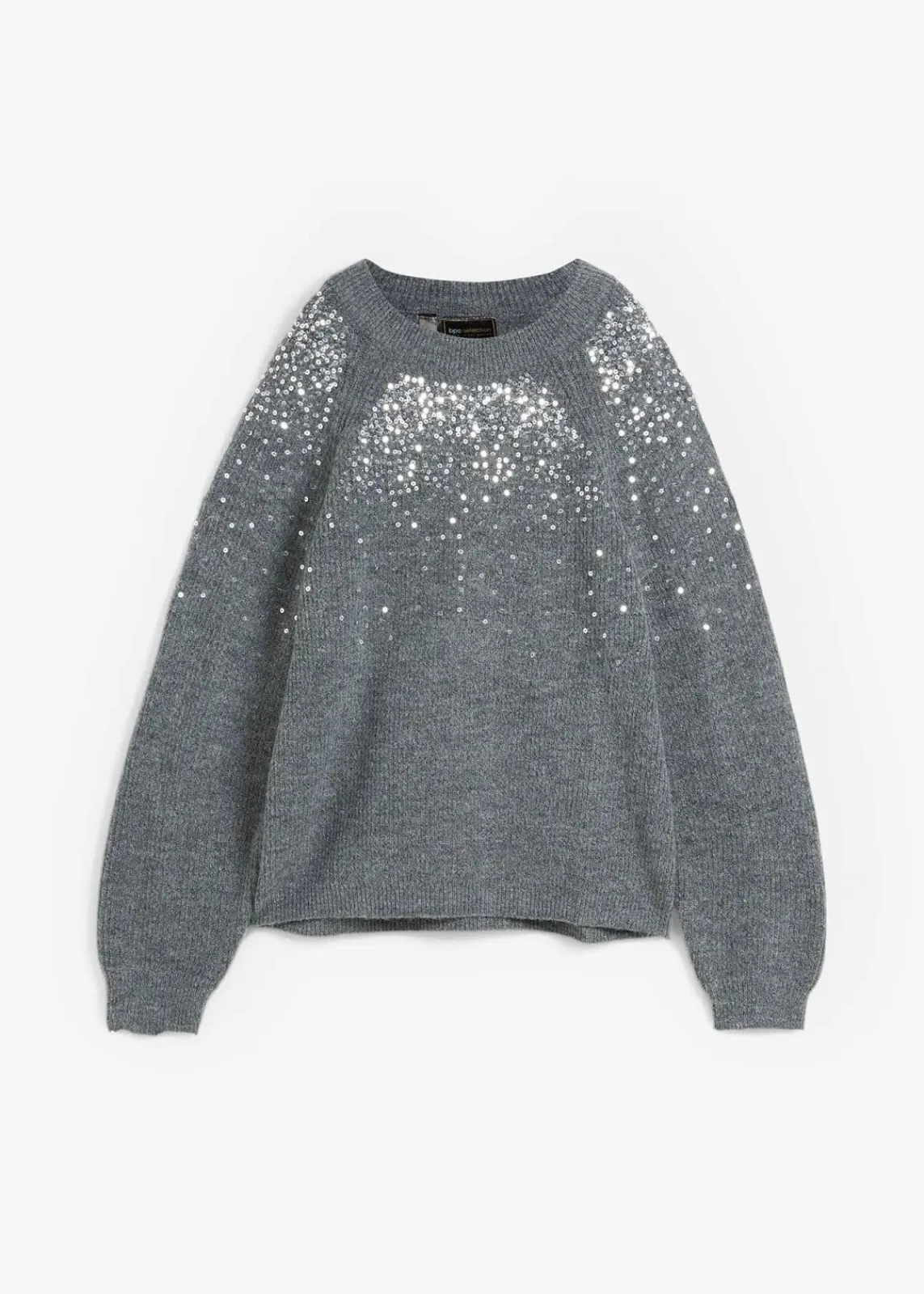 bonprix Bekleidung·Umstandsmode|Strickmode^Pullover mit Pailletten anthrazit meliert