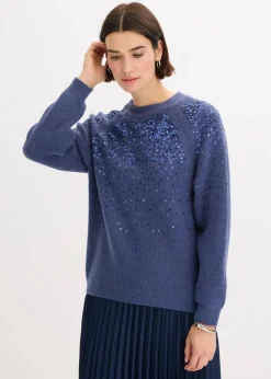 bonprix Bekleidung·Umstandsmode|Strickmode^Pullover mit Pailletten indigo