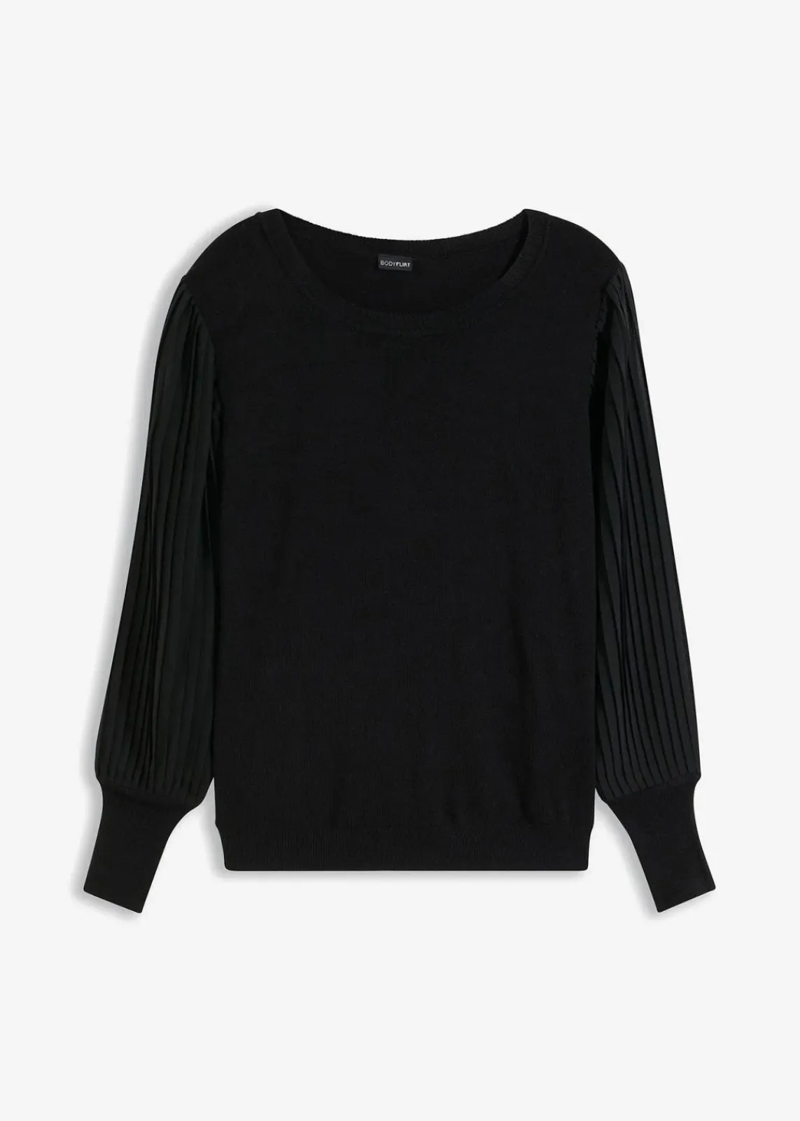 bonprix Bekleidung·Umstandsmode|Strickmode^Pullover mit plissierten Ärmeln schwarz