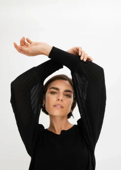 bonprix Bekleidung·Umstandsmode|Strickmode^Pullover mit plissierten Ärmeln schwarz