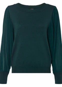 bonprix Bekleidung·Umstandsmode|Strickmode^Pullover mit plissierten Ärmeln tiefgrün