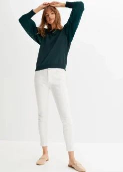 bonprix Bekleidung·Umstandsmode|Strickmode^Pullover mit plissierten Ärmeln tiefgrün