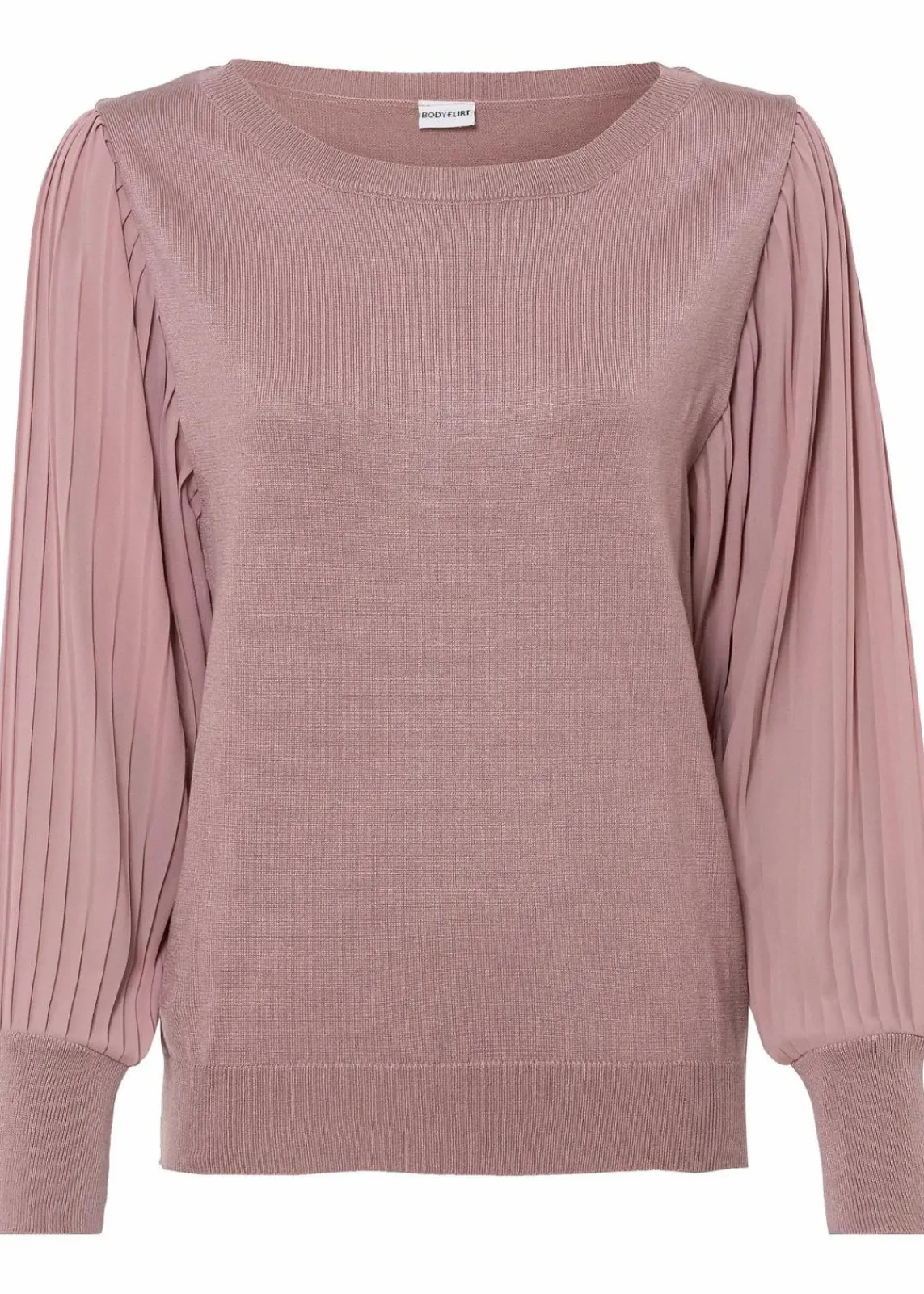 bonprix Pullover & Strickjacken|Nachhaltigere Materialien^Pullover mit plissierten Ärmeln rosenholz