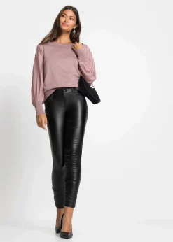 bonprix Pullover & Strickjacken|Nachhaltigere Materialien^Pullover mit plissierten Ärmeln rosenholz