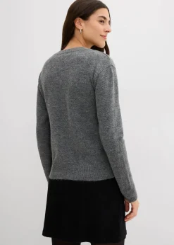 bonprix Pullover & Strickjacken|Strickmode^Pullover mit Schleifen anthrazit meliert