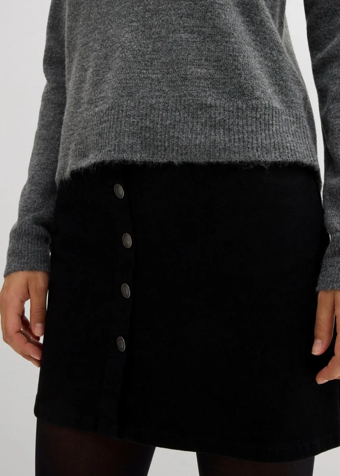 bonprix Pullover & Strickjacken|Strickmode^Pullover mit Schleifen anthrazit meliert