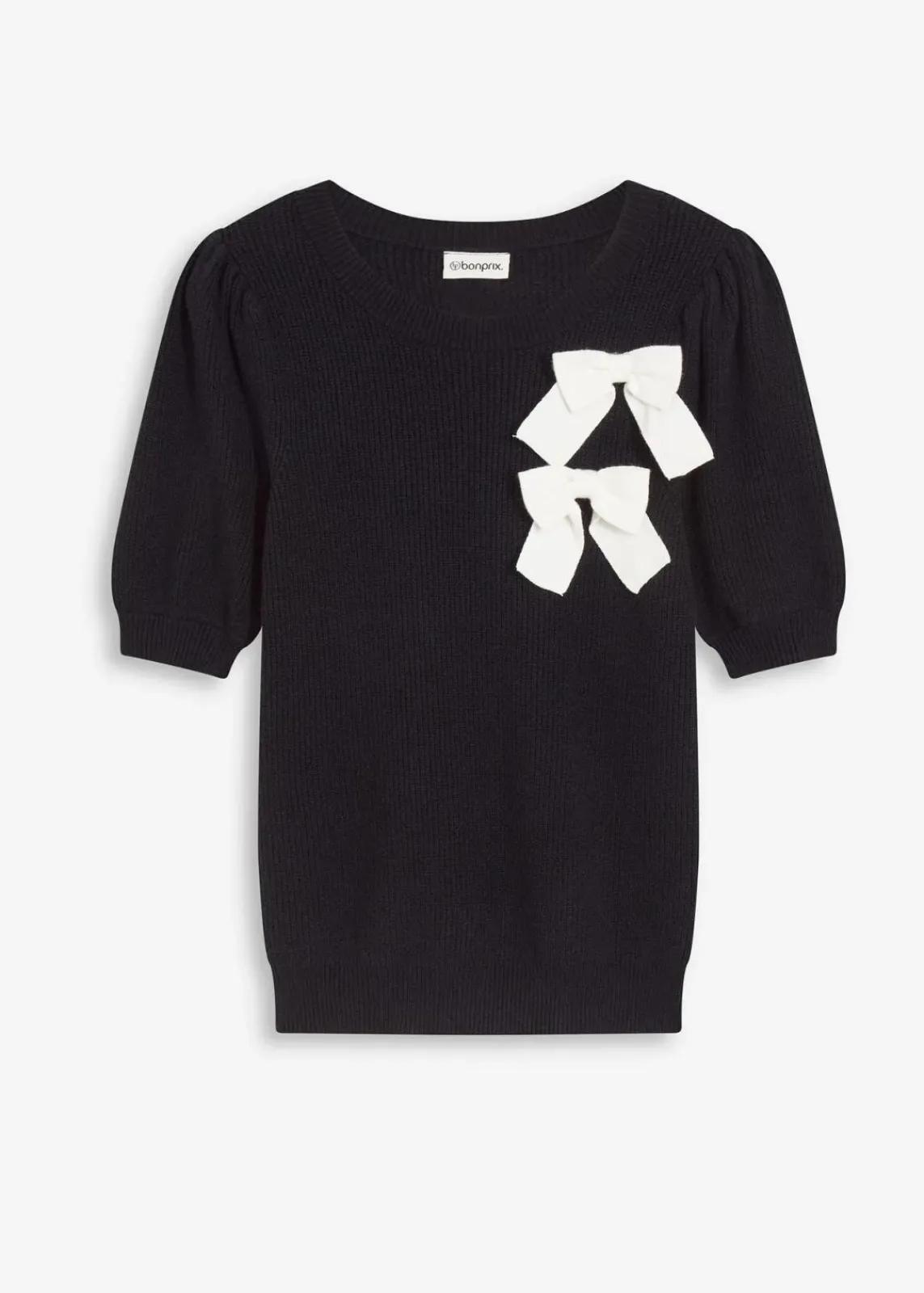 bonprix Bekleidung·Umstandsmode|Bekleidung·Jeans^Pullover mit Schleifen-Applikation schwarz