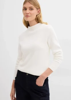 bonprix Bekleidung·Umstandsmode|Strickmode^Pullover mit Stehkragen wollweiß