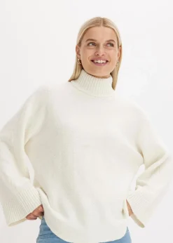 bonprix Pullover & Strickjacken|Strickmode^Pullover mit Stehkragen cremeweiß