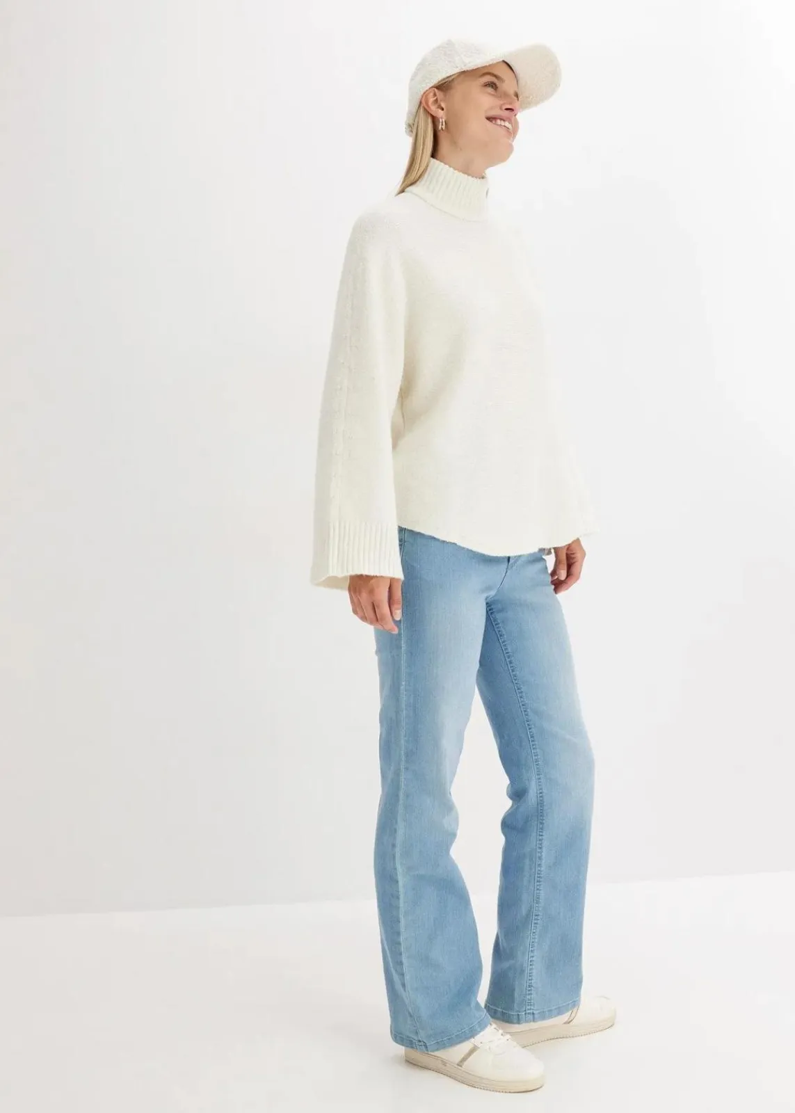 bonprix Pullover & Strickjacken|Strickmode^Pullover mit Stehkragen cremeweiß