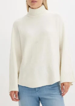 bonprix Pullover & Strickjacken|Strickmode^Pullover mit Stehkragen cremeweiß