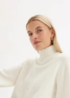 bonprix Pullover & Strickjacken|Strickmode^Pullover mit Stehkragen cremeweiß
