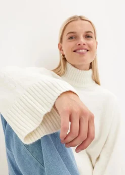 bonprix Pullover & Strickjacken|Strickmode^Pullover mit Stehkragen cremeweiß