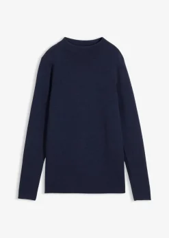 bonprix Bekleidung·Umstandsmode|Strickmode^Pullover mit Stehkragen dunkelblau