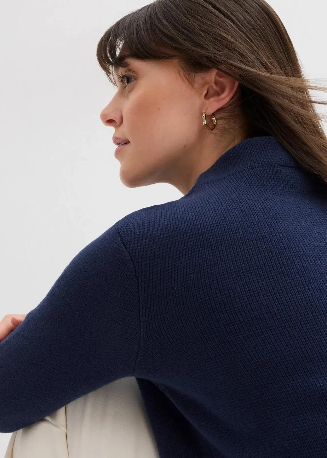 bonprix Bekleidung·Umstandsmode|Strickmode^Pullover mit Stehkragen dunkelblau