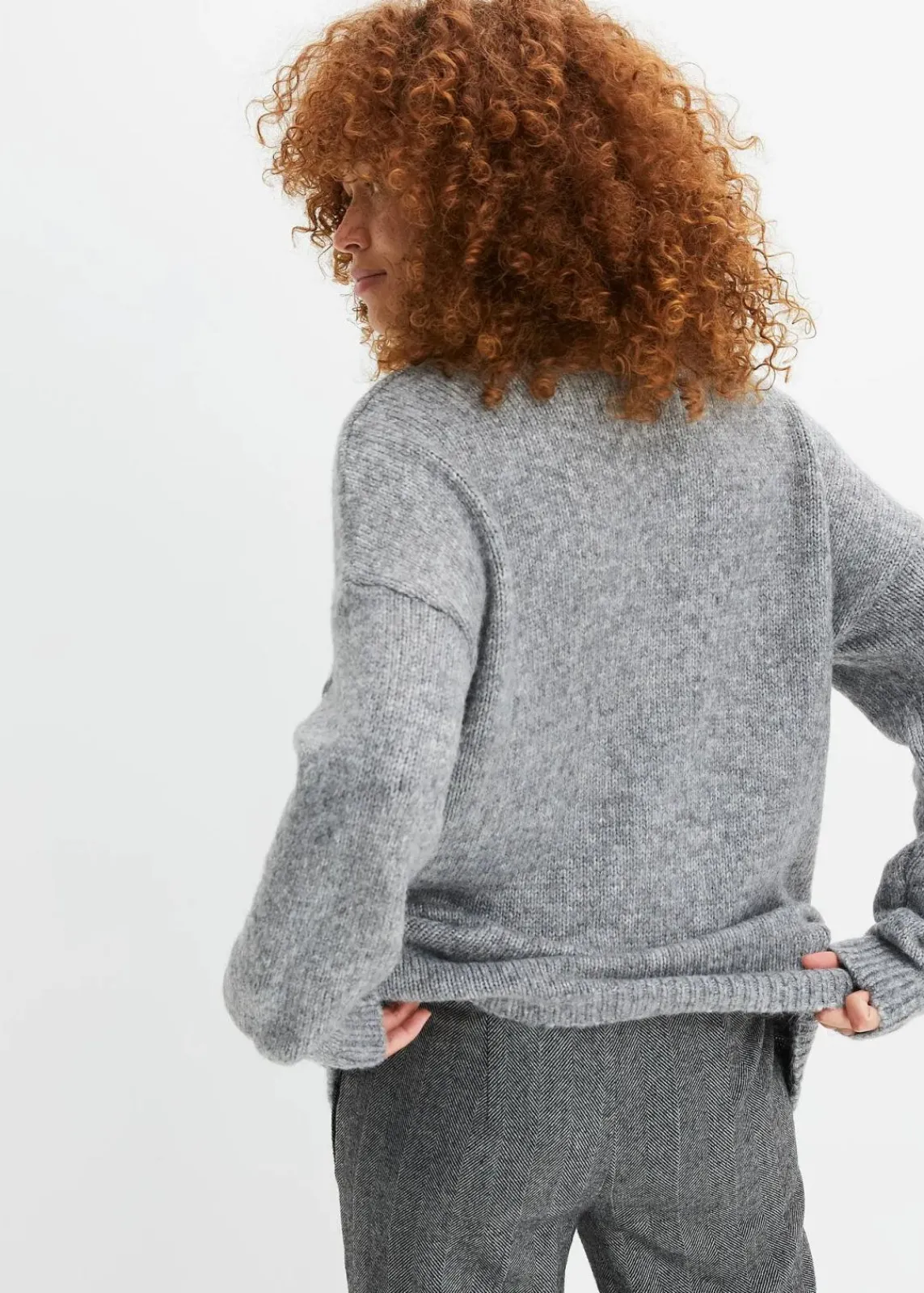 bonprix Pullover & Strickjacken|Strickmode^Pullover mit Stern grau meliert