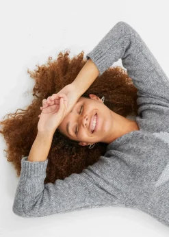 bonprix Pullover & Strickjacken|Strickmode^Pullover mit Stern grau meliert