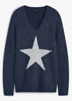 bonprix Bekleidung·Umstandsmode|Bekleidung·Jeans^Pullover mit Stern dunkelblau