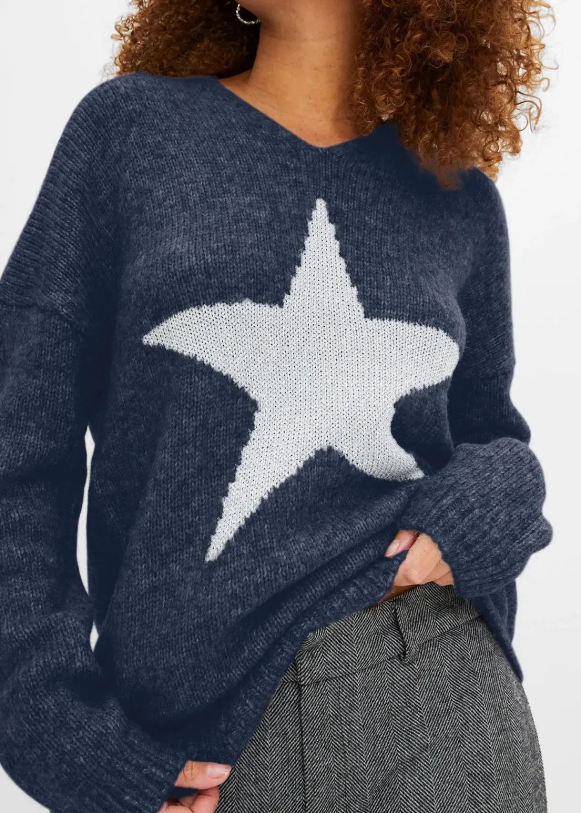 bonprix Bekleidung·Umstandsmode|Bekleidung·Jeans^Pullover mit Stern dunkelblau