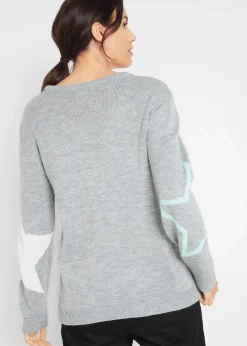 bonprix Bekleidung·Umstandsmode|Bekleidung·Jeans^Pullover mit Sternendruck hellgrau meliert bedruckt