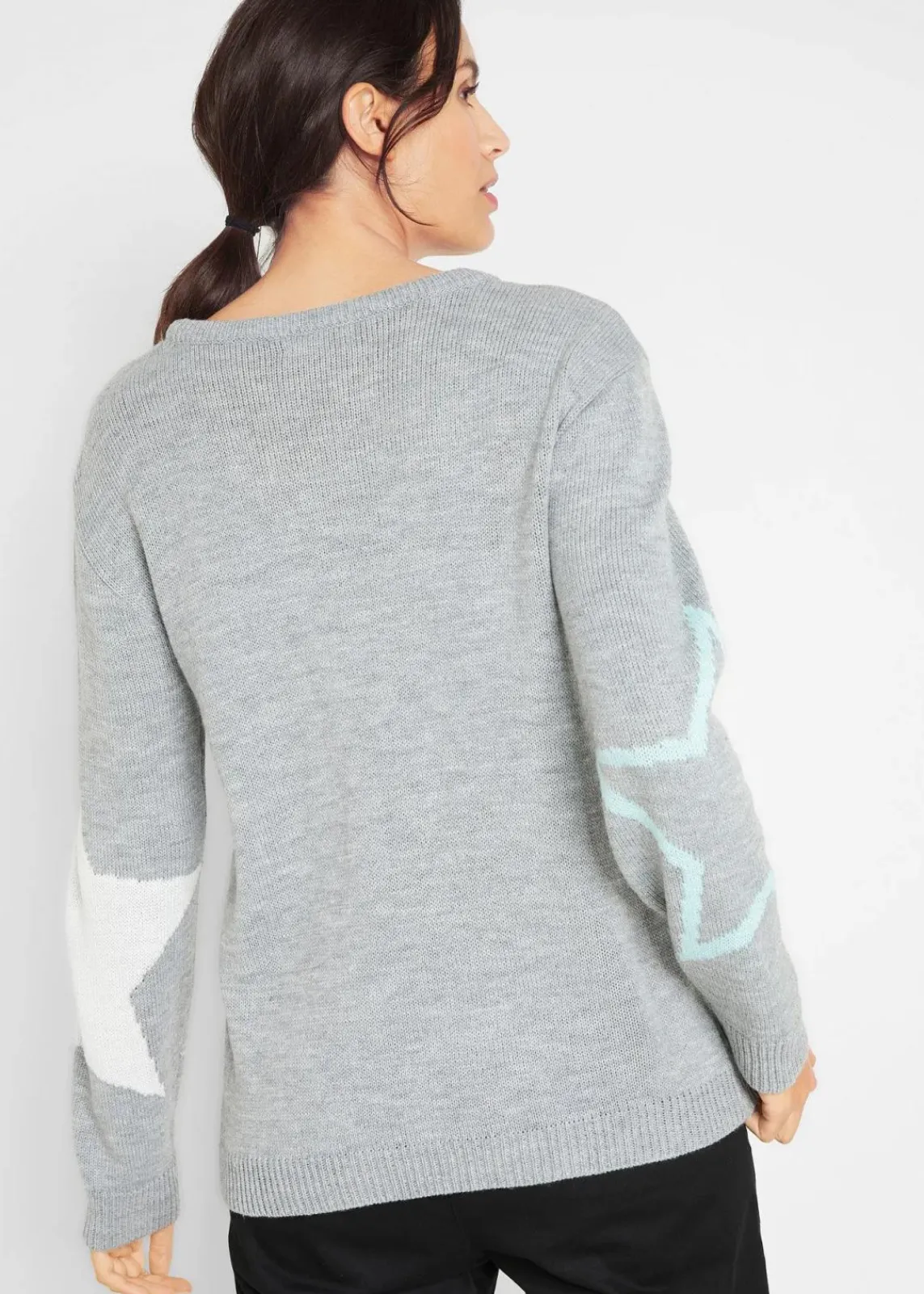 bonprix Bekleidung·Umstandsmode|Bekleidung·Jeans^Pullover mit Sternendruck hellgrau meliert bedruckt