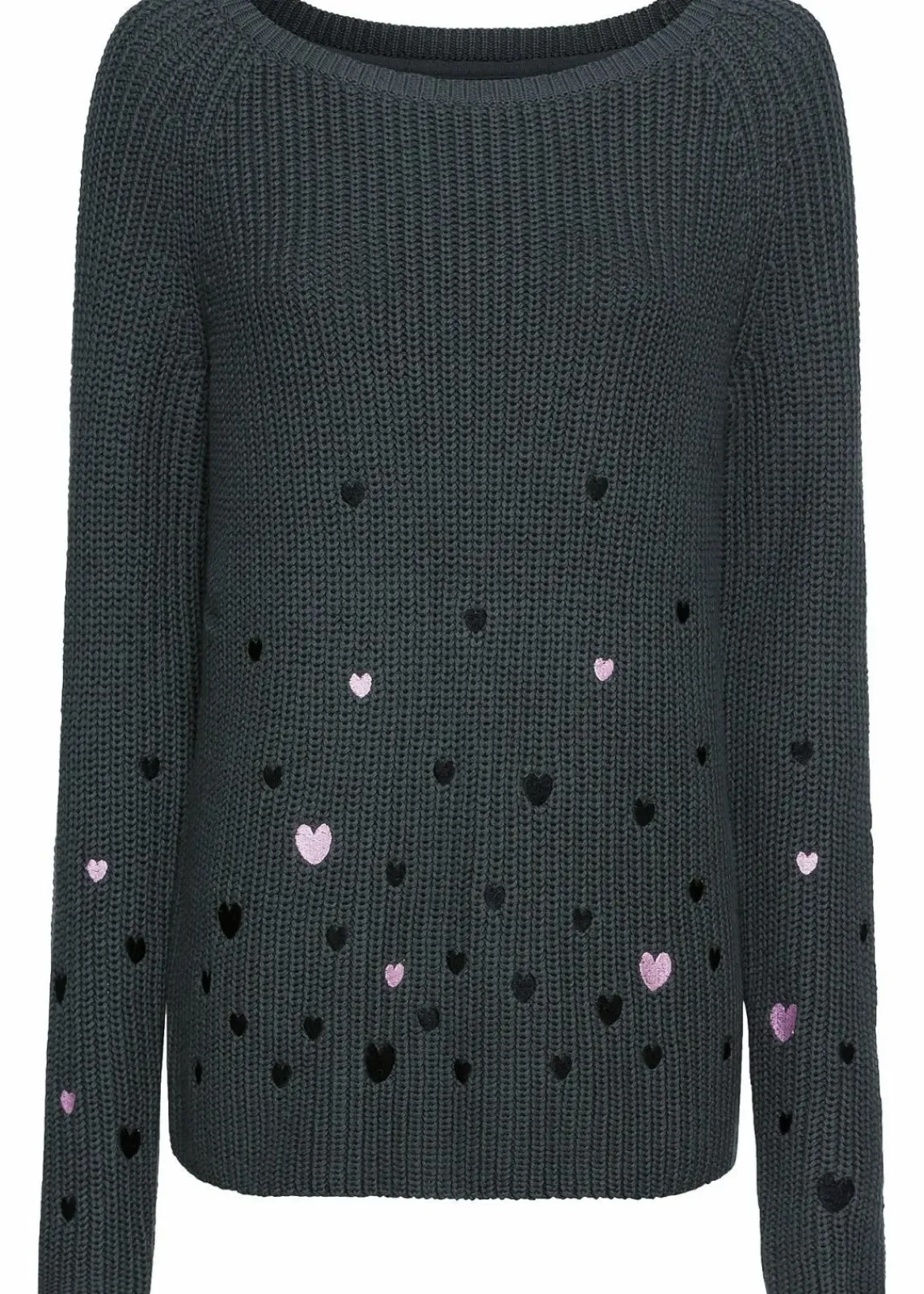 bonprix Bekleidung·Umstandsmode|Bekleidung·Jeans^Pullover mit Stickerei anthrazit bedruckt