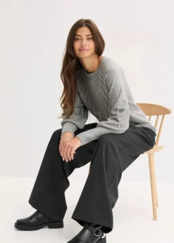 bonprix Strickmode|Pullover & Strickjacken^Pullover mit Strass-Applikation grau meliert