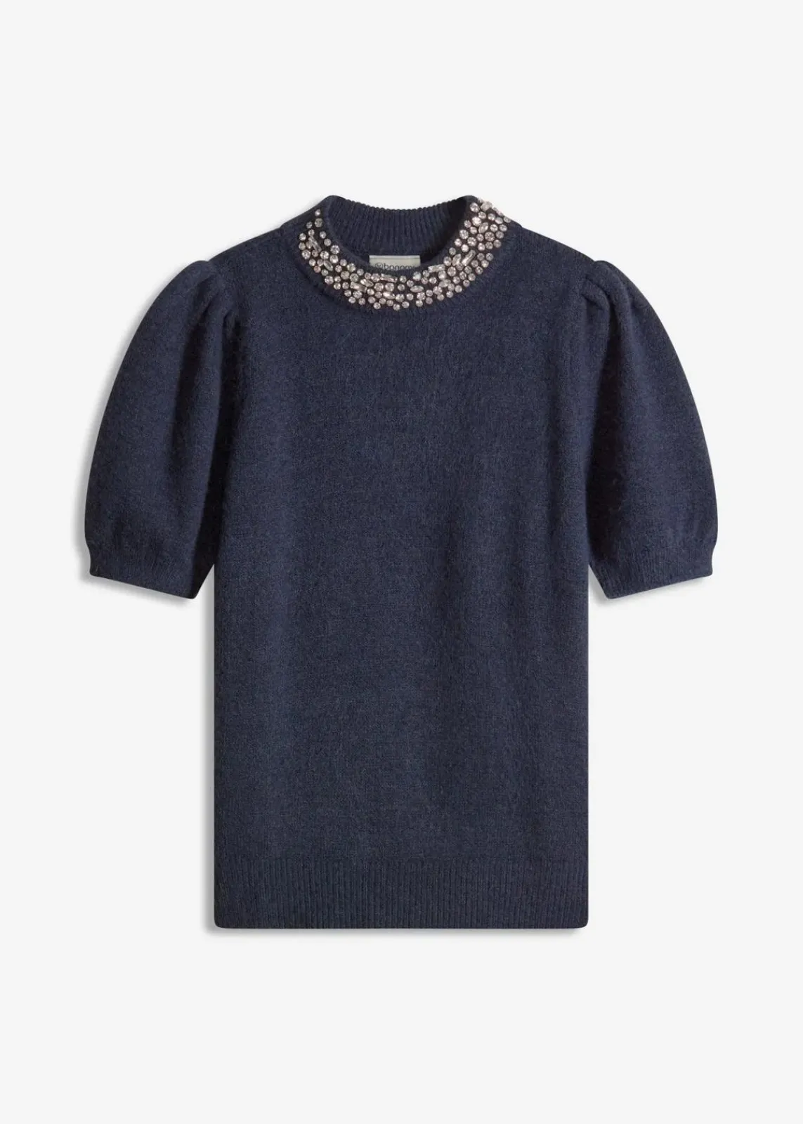 bonprix Strickmode|Pullover & Strickjacken^Pullover mit Strass-Applikation dunkelblau/nachtblau meliert