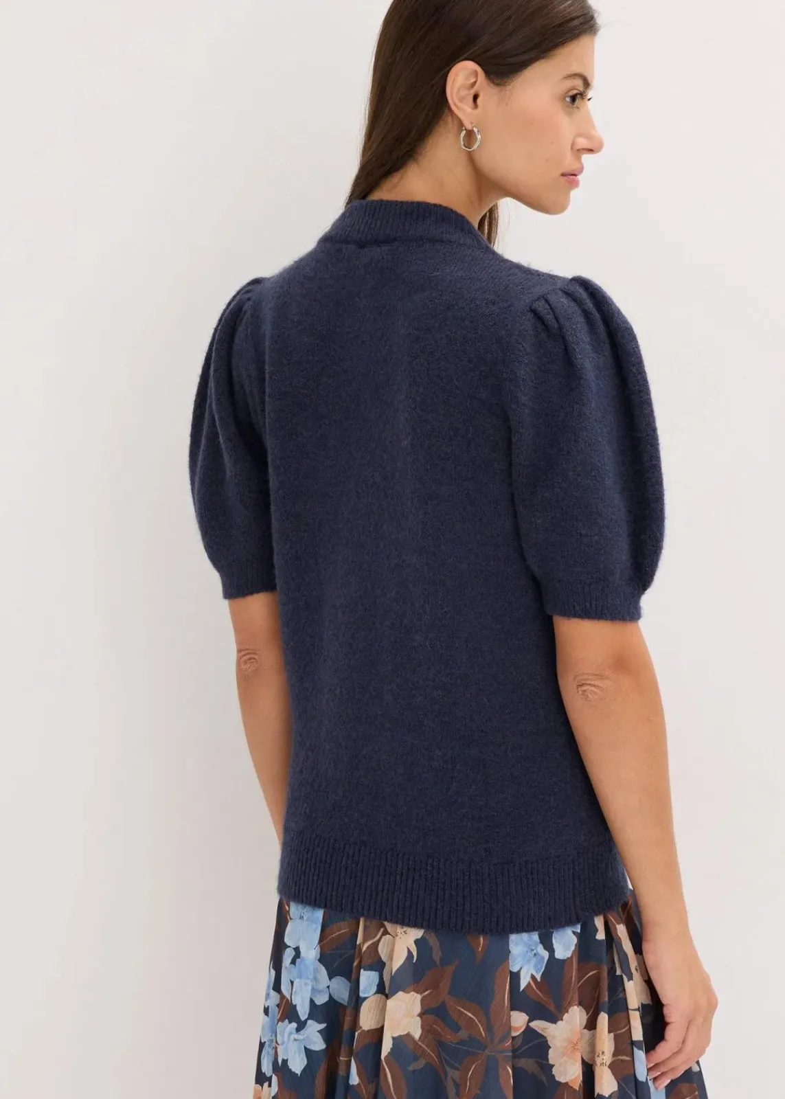 bonprix Strickmode|Pullover & Strickjacken^Pullover mit Strass-Applikation dunkelblau/nachtblau meliert