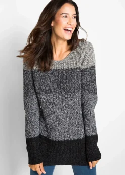 bonprix Bekleidung·Umstandsmode|Bekleidung·Jeans^Pullover mit Streifenmuster anthrazit meliert gestreift