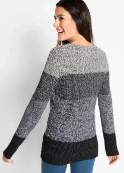 bonprix Bekleidung·Umstandsmode|Bekleidung·Jeans^Pullover mit Streifenmuster anthrazit meliert gestreift