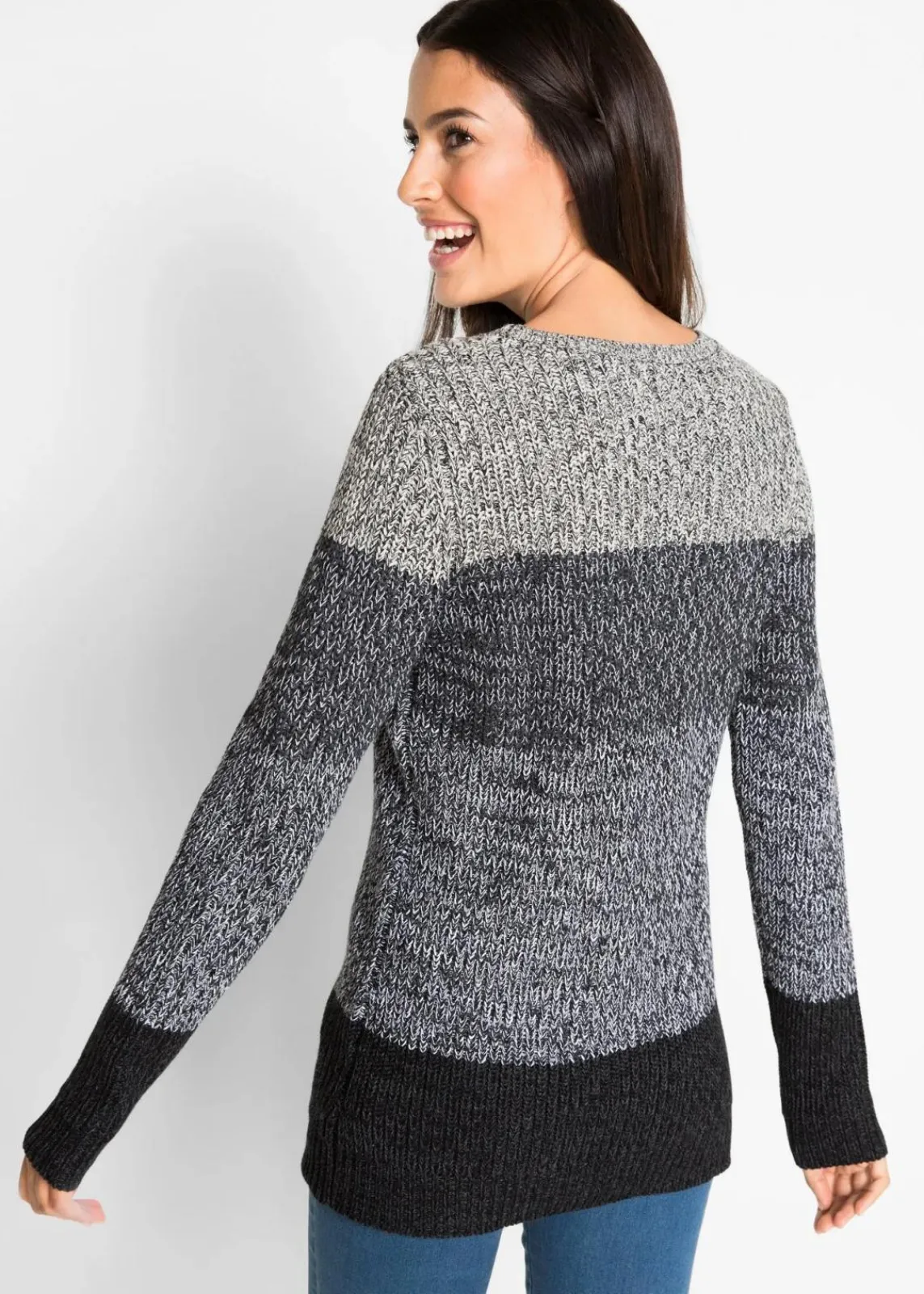 bonprix Bekleidung·Umstandsmode|Bekleidung·Jeans^Pullover mit Streifenmuster anthrazit meliert gestreift