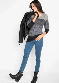 bonprix Bekleidung·Umstandsmode|Bekleidung·Jeans^Pullover mit Streifenmuster anthrazit meliert gestreift