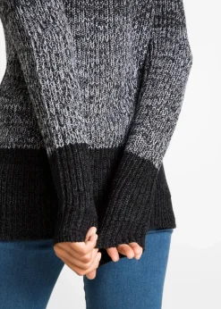 bonprix Bekleidung·Umstandsmode|Bekleidung·Jeans^Pullover mit Streifenmuster anthrazit meliert gestreift