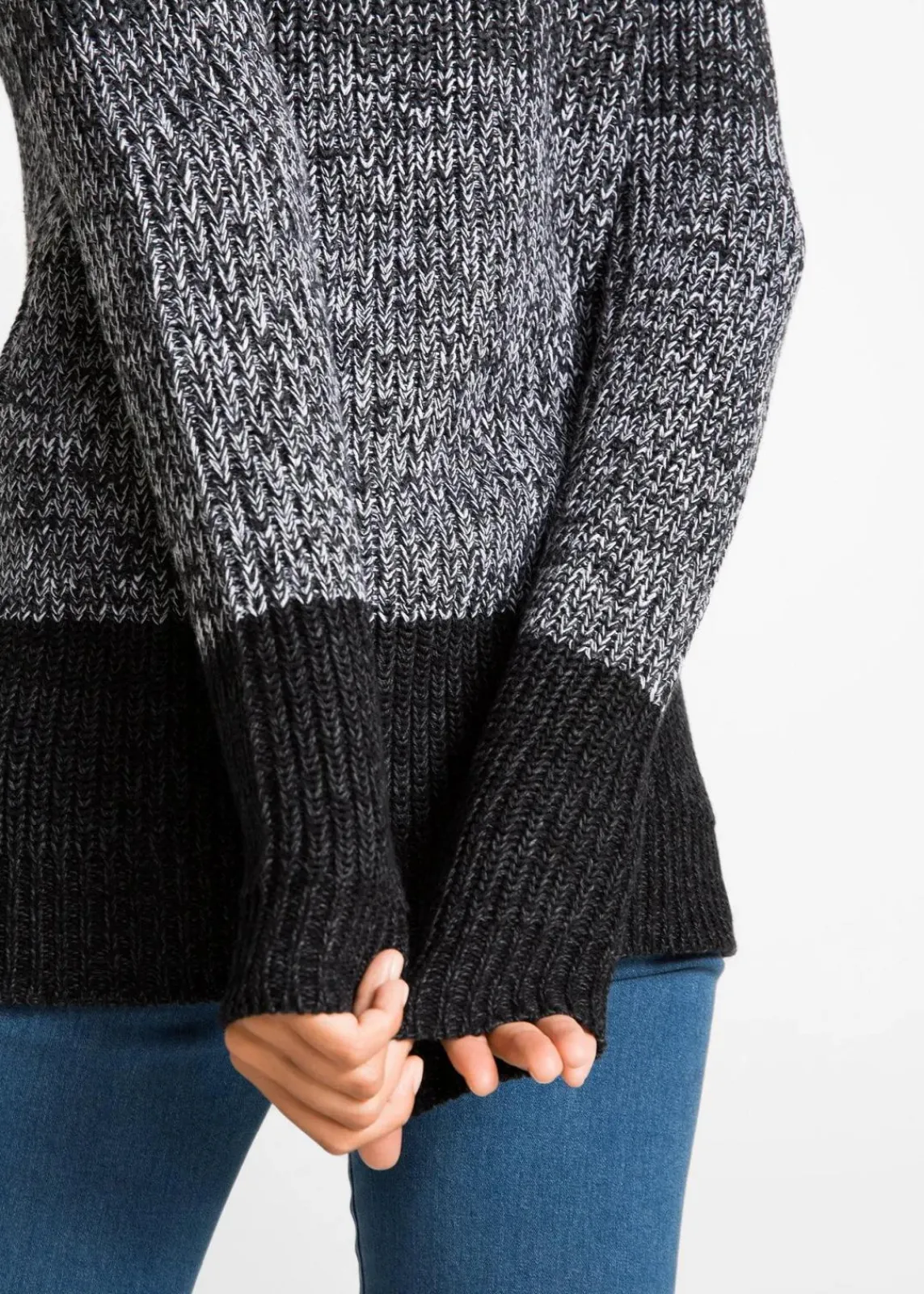 bonprix Bekleidung·Umstandsmode|Bekleidung·Jeans^Pullover mit Streifenmuster anthrazit meliert gestreift