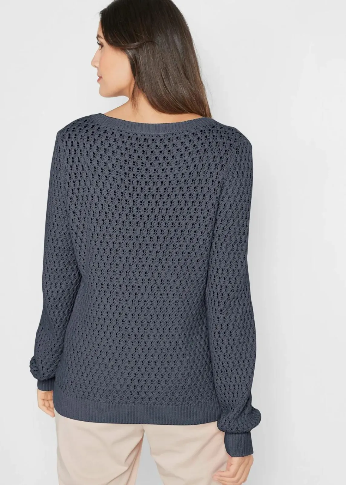 bonprix Pullover & Strickjacken|Strickmode^Pullover mit Strukturstrick aus Baumwollmix nachtblau