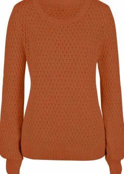 bonprix Pullover & Strickjacken|Strickmode^Pullover mit Strukturstrick aus Baumwollmix orangebraun