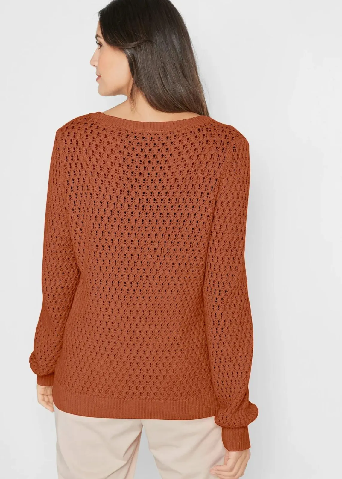 bonprix Pullover & Strickjacken|Strickmode^Pullover mit Strukturstrick aus Baumwollmix orangebraun