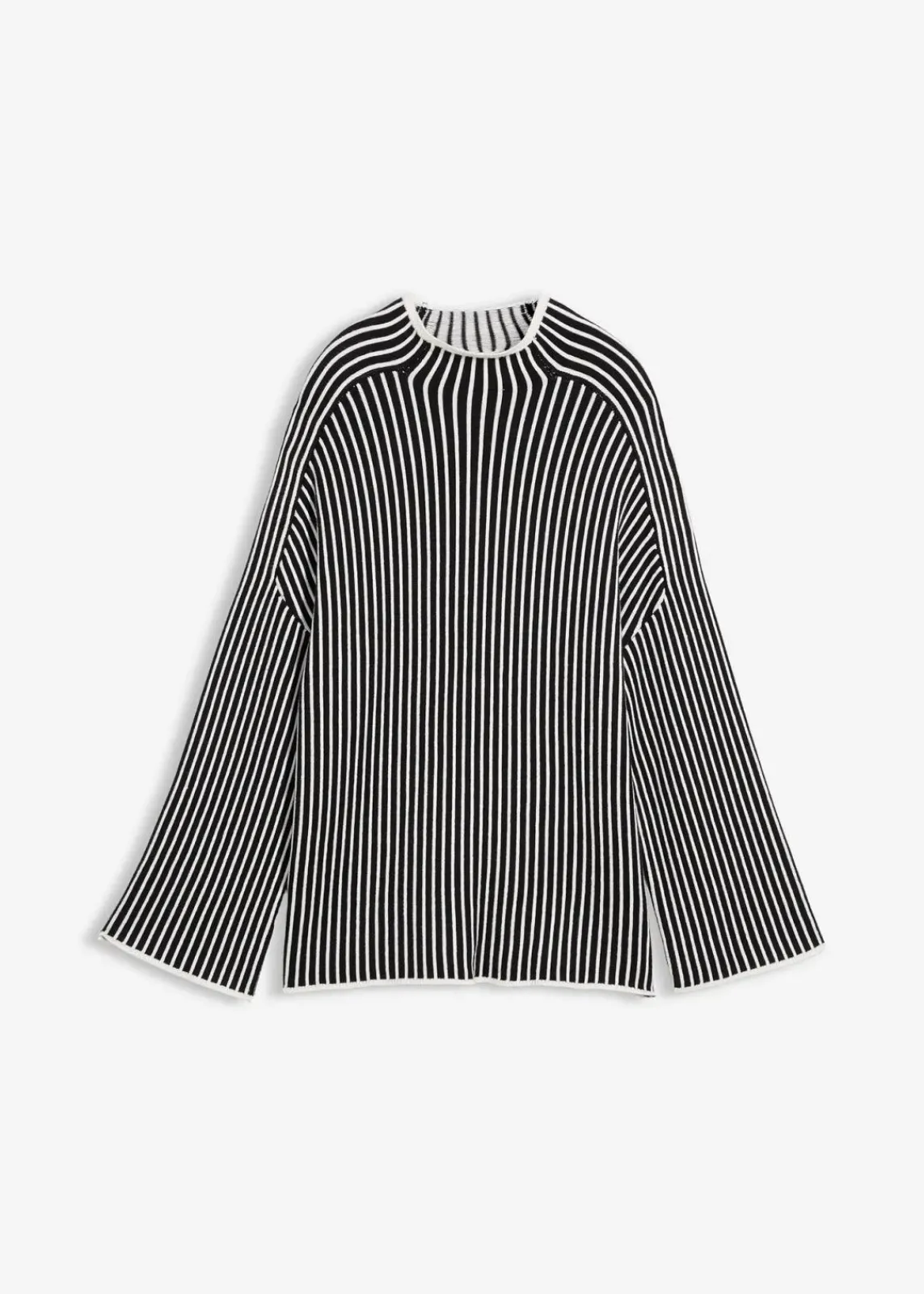 bonprix Bekleidung·Umstandsmode|Bekleidung·Jeans^Pullover mit Turtleneck aus Viskose-Mix schwarz/wollweiß längs gestreift