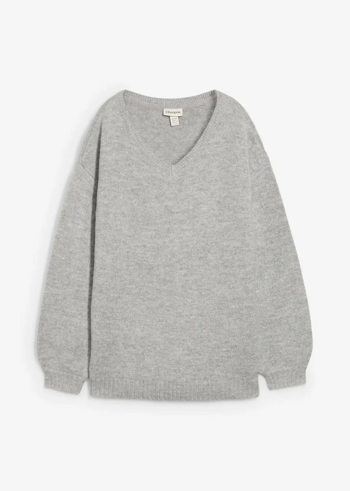 bonprix Pullover & Strickjacken|Basics^Pullover mit V-Ausschnitt hellgrau meliert meliert