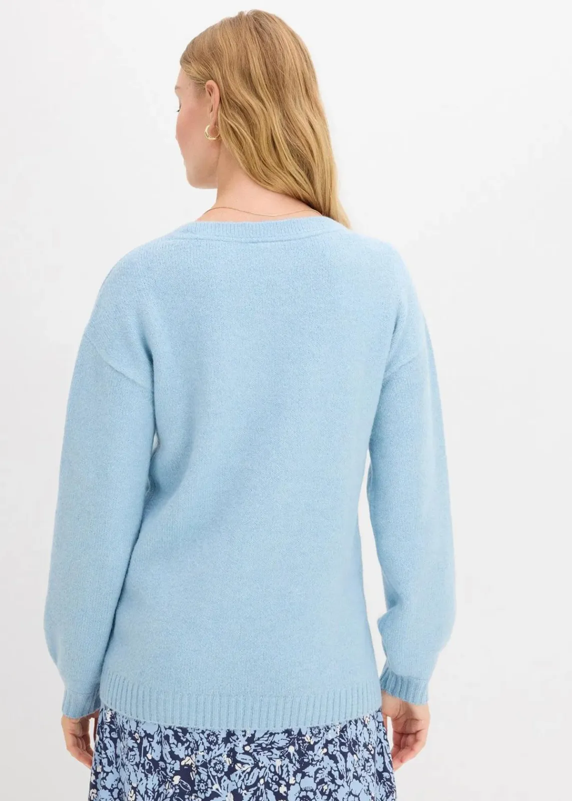 bonprix Bekleidung·Umstandsmode|Bekleidung·Röcke^Pullover mit V-Ausschnitt eisblau meliert