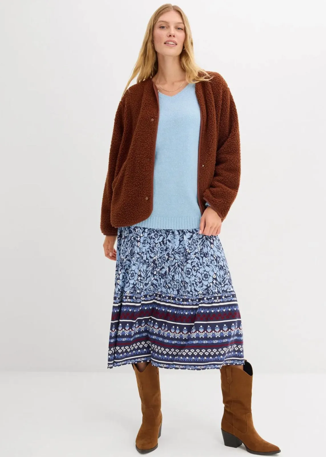 bonprix Bekleidung·Umstandsmode|Bekleidung·Röcke^Pullover mit V-Ausschnitt eisblau meliert