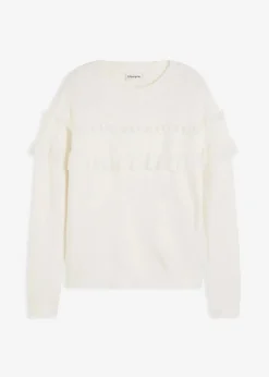 bonprix Bekleidung·Umstandsmode|Bekleidung·Jeans^Pullover mit Volants wollweiß