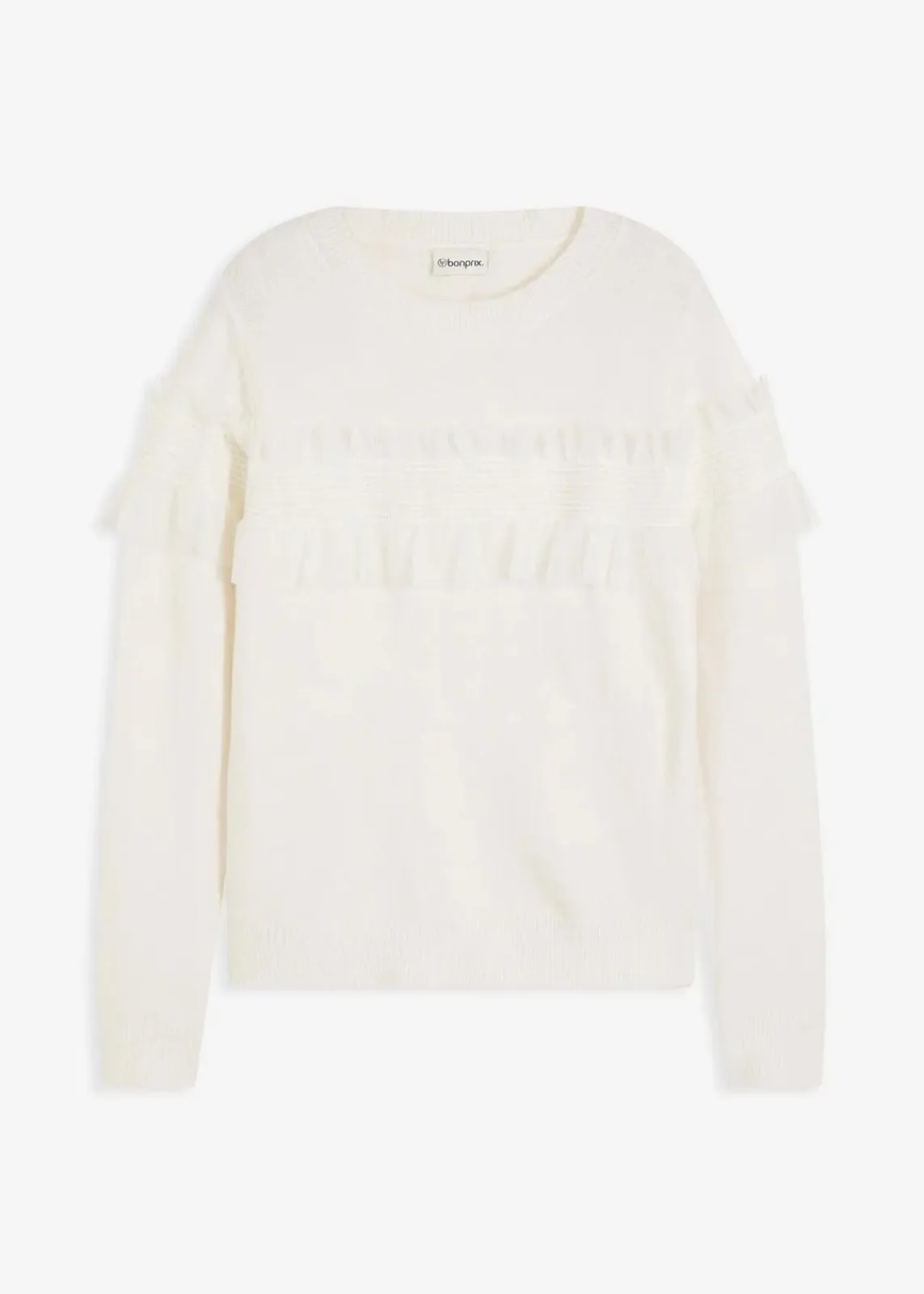 bonprix Bekleidung·Umstandsmode|Bekleidung·Jeans^Pullover mit Volants wollweiß