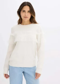 bonprix Bekleidung·Umstandsmode|Bekleidung·Jeans^Pullover mit Volants wollweiß