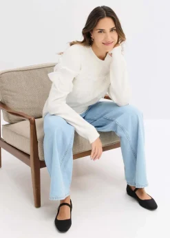 bonprix Bekleidung·Umstandsmode|Bekleidung·Jeans^Pullover mit Volants wollweiß