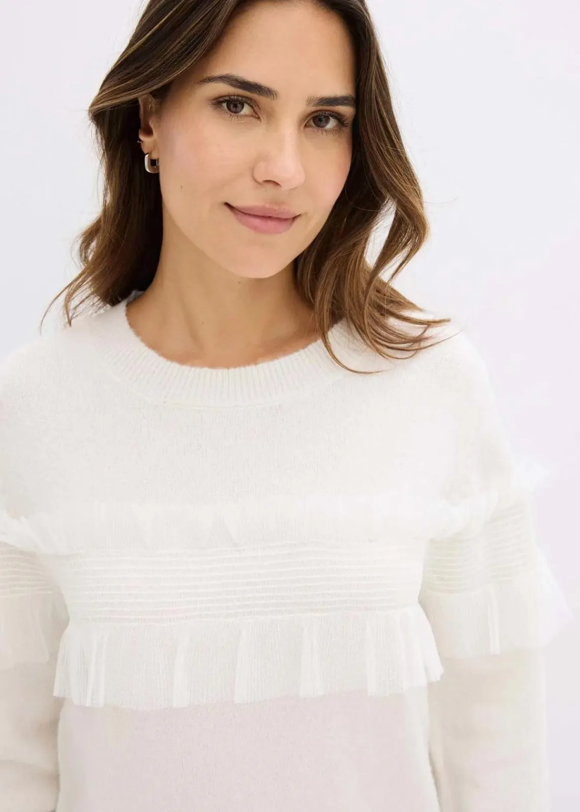 bonprix Bekleidung·Umstandsmode|Bekleidung·Jeans^Pullover mit Volants wollweiß